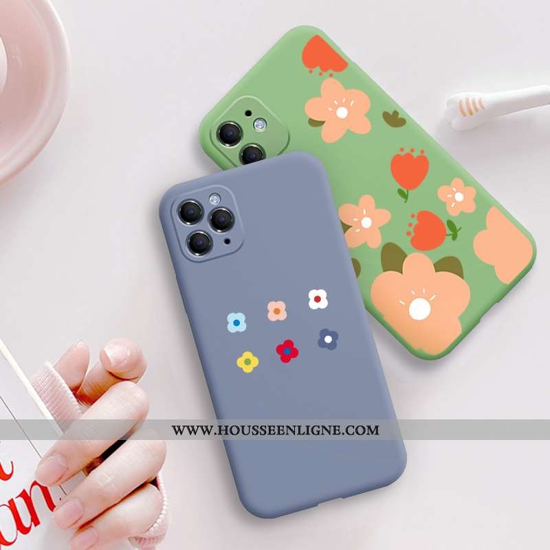 Coque iPhone 11 Pro Créatif Tendance Délavé En Daim Téléphone Portable Silicone Incassable Vent Bleu