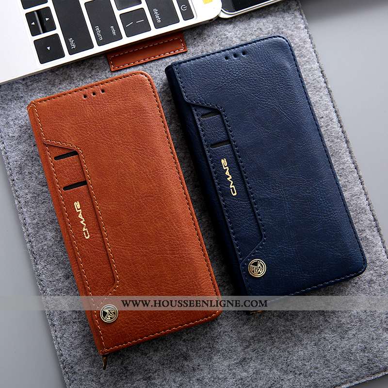 Coque iPhone 11 Pro Cuir Protection Bleu Téléphone Portable Incassable Étui