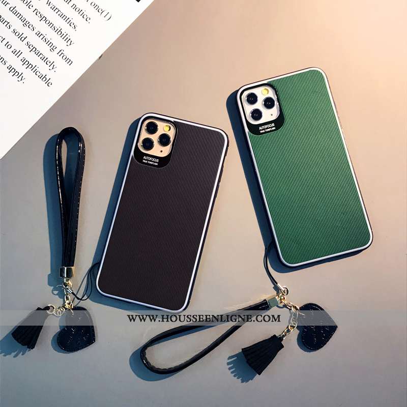Coque iPhone 11 Pro Cuir Protection Simple Étui Téléphone Portable Personnalité Noir