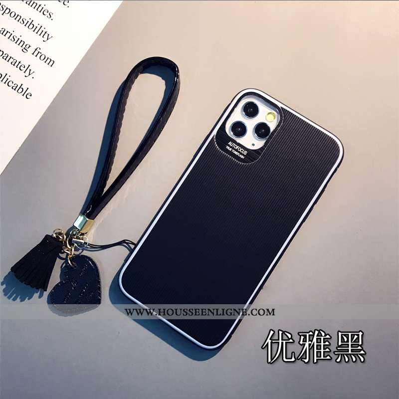 Coque iPhone 11 Pro Cuir Protection Simple Étui Téléphone Portable Personnalité Noir
