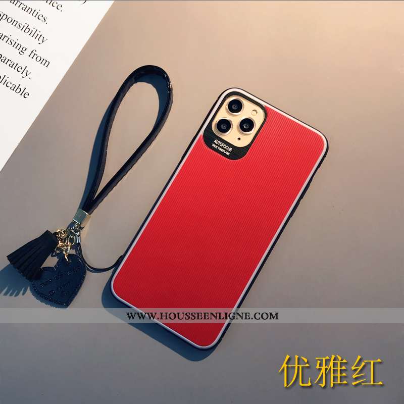 Coque iPhone 11 Pro Cuir Protection Simple Étui Téléphone Portable Personnalité Noir