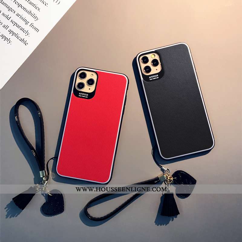 Coque iPhone 11 Pro Cuir Protection Simple Étui Téléphone Portable Personnalité Noir