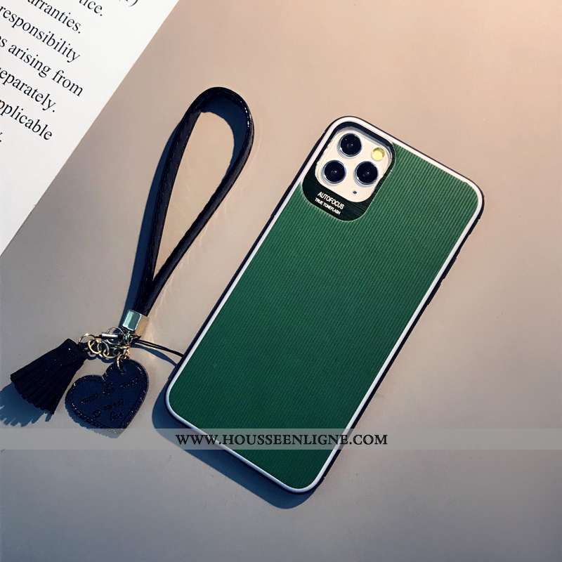 Coque iPhone 11 Pro Cuir Protection Simple Étui Téléphone Portable Personnalité Noir