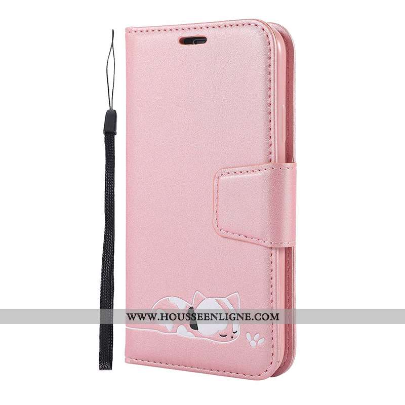 Coque iPhone 11 Pro Dessin Animé Cuir Téléphone Portable Rose Étui Housse