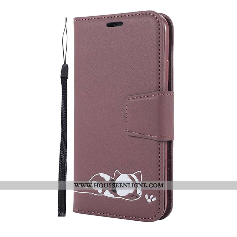 Coque iPhone 11 Pro Dessin Animé Cuir Téléphone Portable Rose Étui Housse