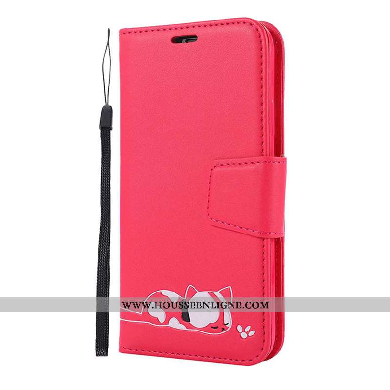 Coque iPhone 11 Pro Dessin Animé Cuir Téléphone Portable Rose Étui Housse