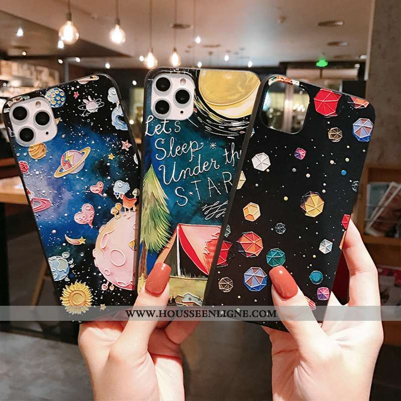 Coque iPhone 11 Pro Délavé En Daim Personnalité Créatif Noir Incassable Fluide Doux Tendance