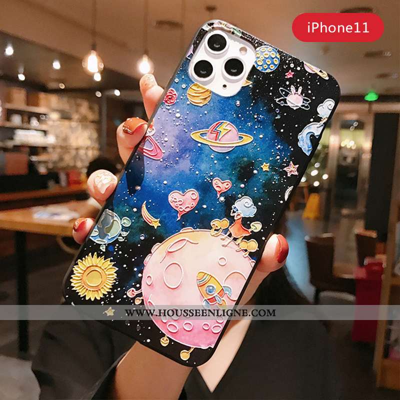 Coque iPhone 11 Pro Délavé En Daim Personnalité Créatif Noir Incassable Fluide Doux Tendance
