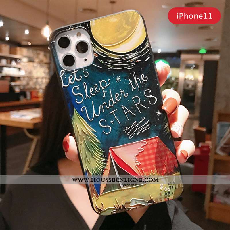 Coque iPhone 11 Pro Délavé En Daim Personnalité Créatif Noir Incassable Fluide Doux Tendance