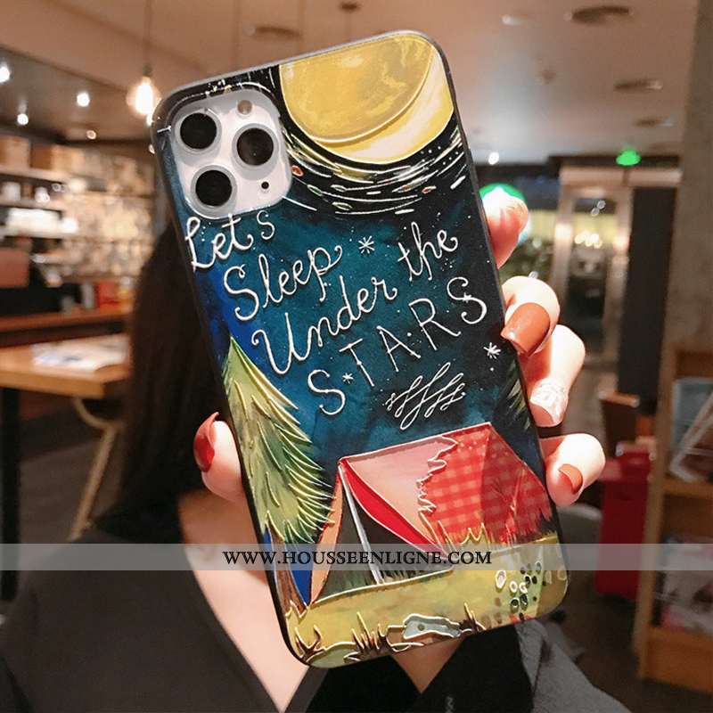 Coque iPhone 11 Pro Délavé En Daim Personnalité Créatif Noir Incassable Fluide Doux Tendance