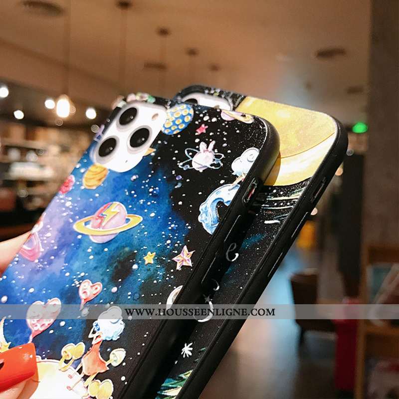 Coque iPhone 11 Pro Délavé En Daim Personnalité Créatif Noir Incassable Fluide Doux Tendance