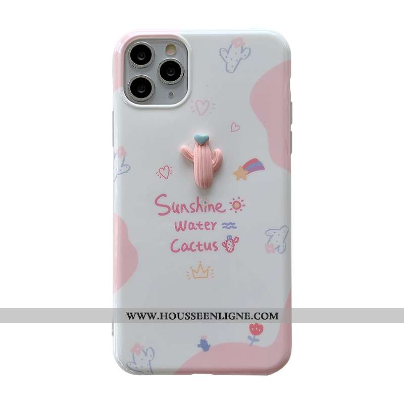 Coque iPhone 11 Pro Fluide Doux Personnalité Tout Compris Dimensionnel Étui Rose Téléphone Portable