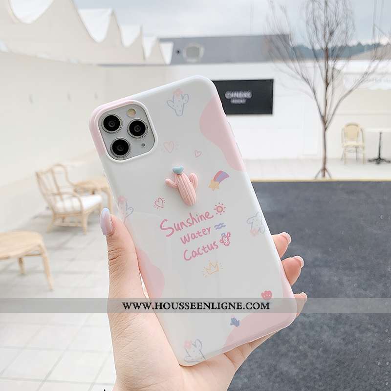 Coque iPhone 11 Pro Fluide Doux Personnalité Tout Compris Dimensionnel Étui Rose Téléphone Portable