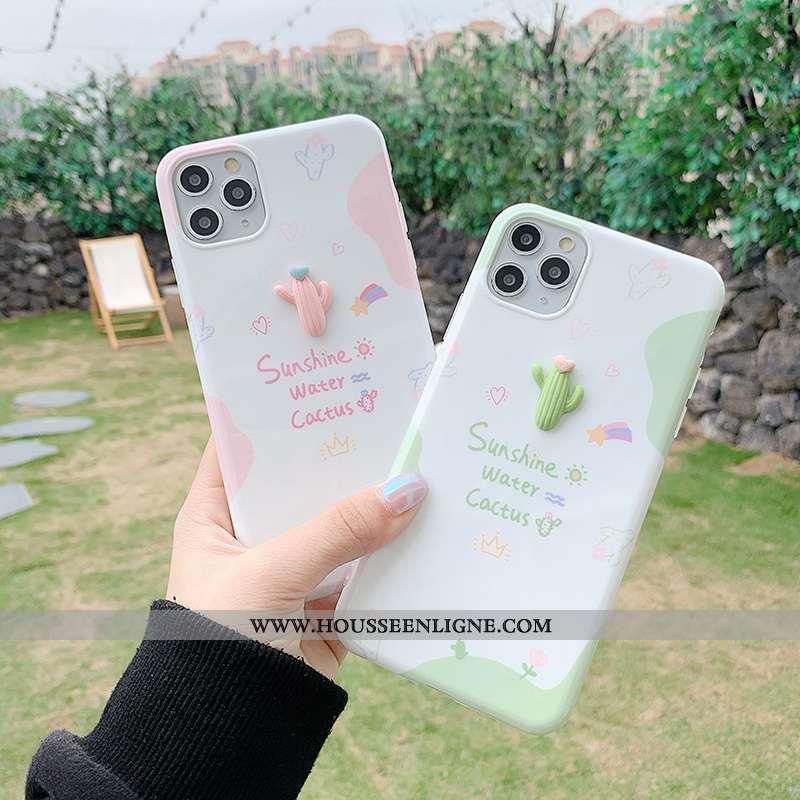 Coque iPhone 11 Pro Fluide Doux Personnalité Tout Compris Dimensionnel Étui Rose Téléphone Portable
