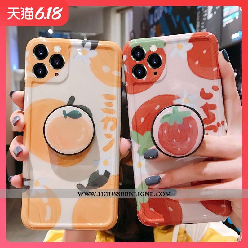 Coque iPhone 11 Pro Fluide Doux Silicone Fruit Créatif Tendance Étui Protection Orange