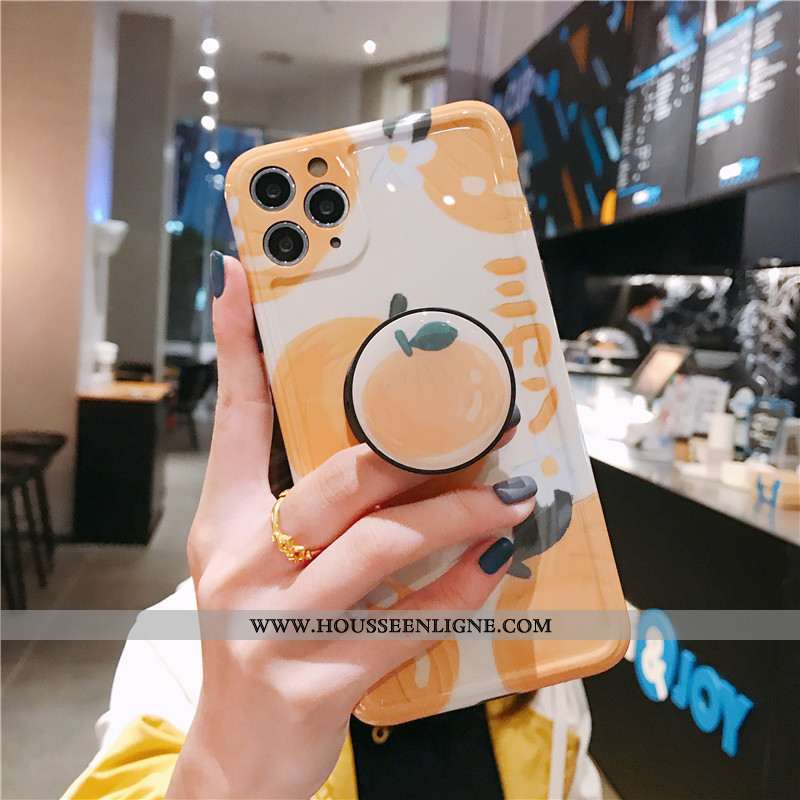 Coque iPhone 11 Pro Fluide Doux Silicone Fruit Créatif Tendance Étui Protection Orange