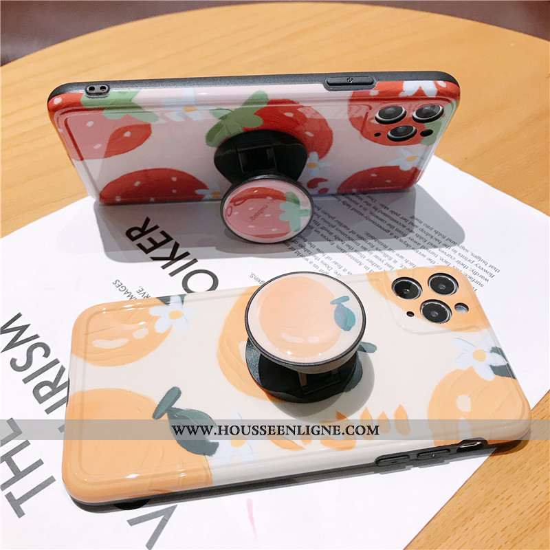 Coque iPhone 11 Pro Fluide Doux Silicone Fruit Créatif Tendance Étui Protection Orange