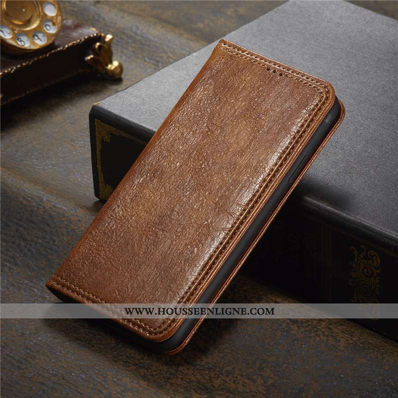 Coque iPhone 11 Pro Max Cuir Modèle Fleurie Arbres Tout Compris Luxe Simple Marron