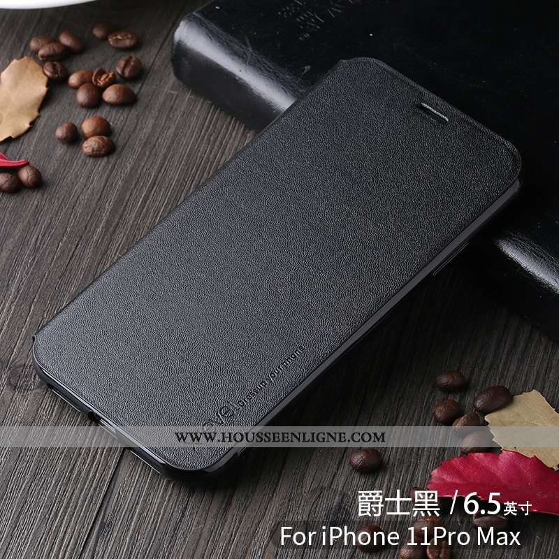 Coque iPhone 11 Pro Max Cuir Protection Noir Légère Nouveau Incassable Luxe