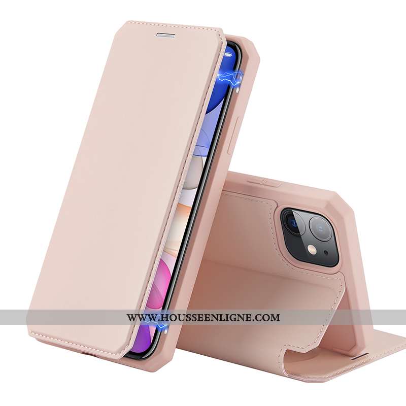 Coque iPhone 11 Pro Max Cuir Protection Téléphone Portable Simple Clamshell Personnalité Étui Verte