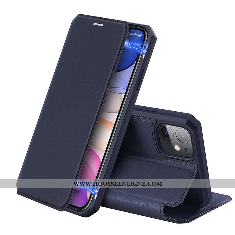 Coque iPhone 11 Pro Max Cuir Protection Téléphone Portable Simple Clamshell Personnalité Étui Verte