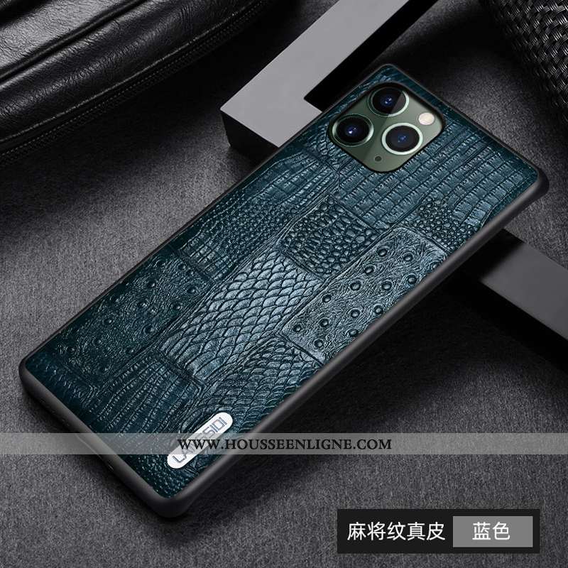 Coque iPhone 11 Pro Max Légère Cuir Téléphone Portable Tout Compris Business Luxe Bleu
