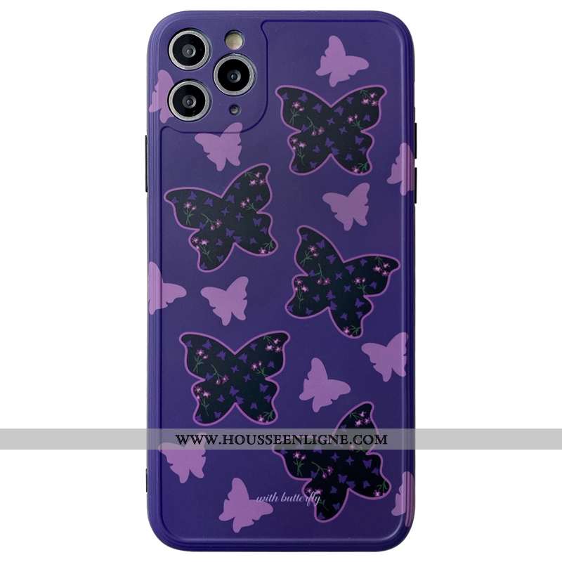 Coque iPhone 11 Pro Max Personnalité Créatif Téléphone Portable Silicone Net Rouge Papillon Protecti