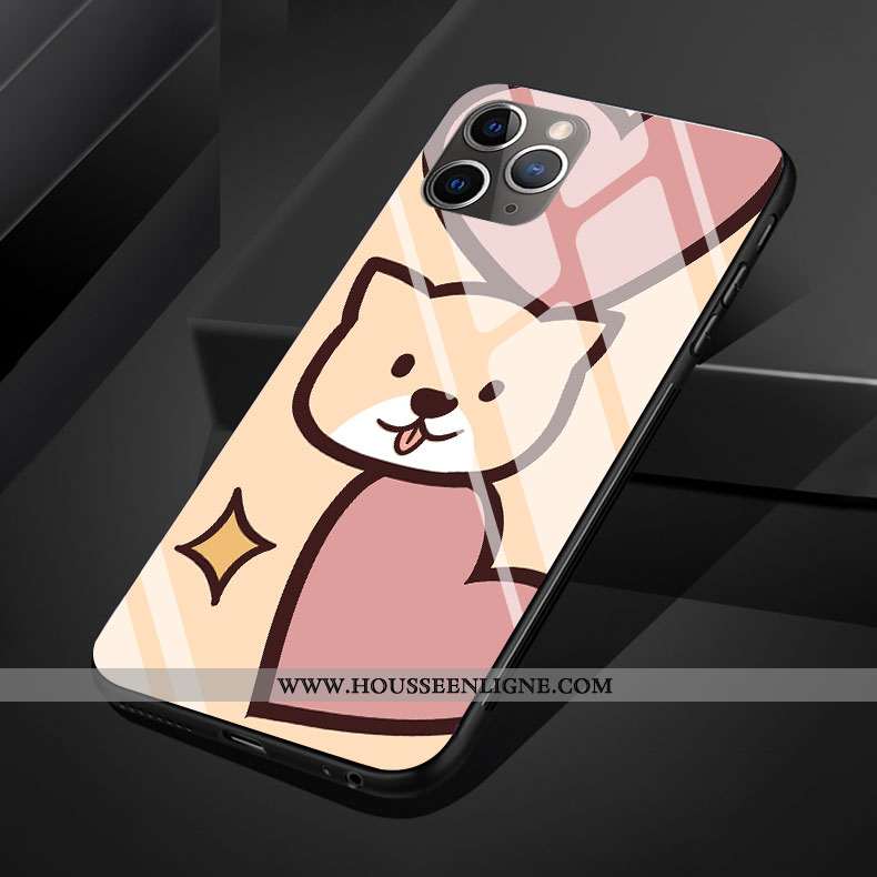 Coque iPhone 11 Pro Max Protection Verre Chat Téléphone Portable Silicone Rose Créatif