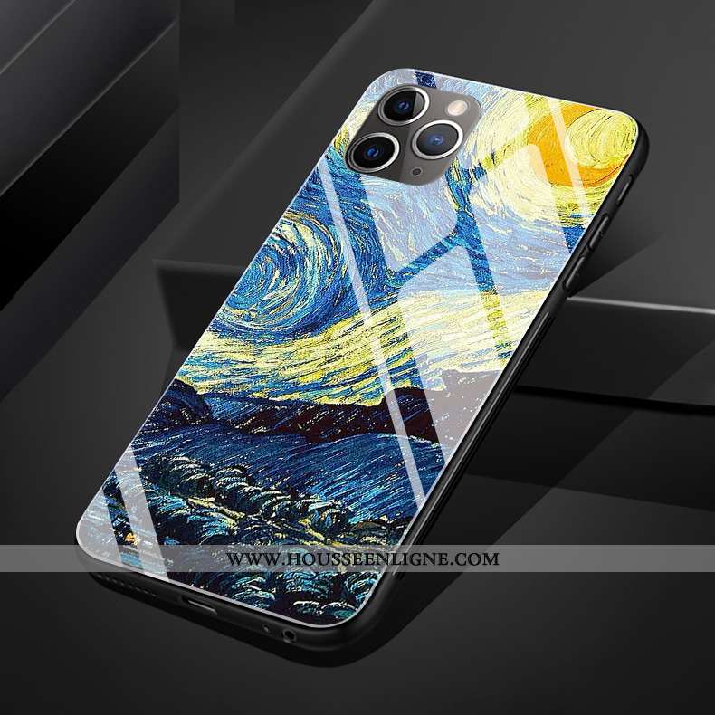 Coque iPhone 11 Pro Max Silicone Protection Ciel Étoilé Europe Peinture À L'huile Bleu
