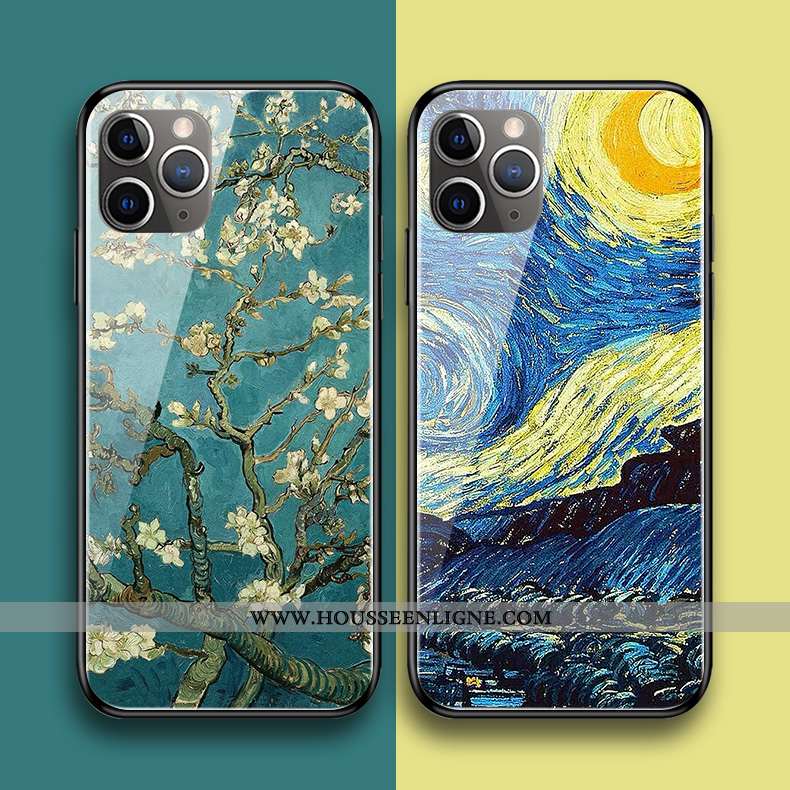 Coque iPhone 11 Pro Max Silicone Protection Ciel Étoilé Europe Peinture À L'huile Bleu