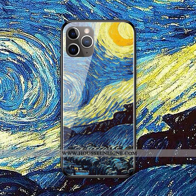 Coque iPhone 11 Pro Max Silicone Protection Ciel Étoilé Europe Peinture À L'huile Bleu