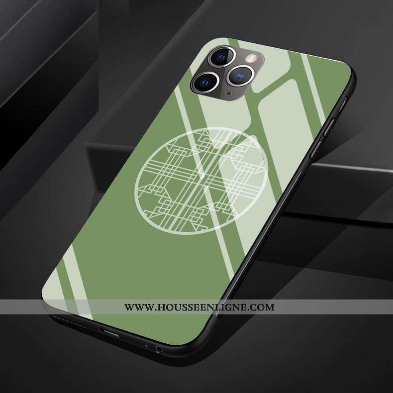 Coque iPhone 11 Pro Max Silicone Protection Style Chinois Plaid Téléphone Portable Verre Violet