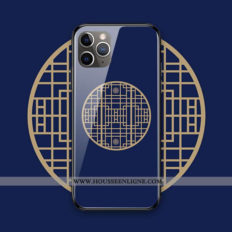 Coque iPhone 11 Pro Max Silicone Protection Style Chinois Plaid Téléphone Portable Verre Violet