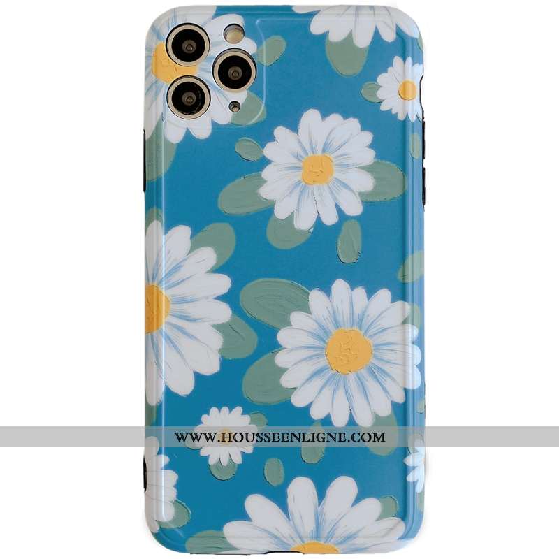 Coque iPhone 11 Pro Max Silicone Protection Tout Compris Créatif Vent Incassable Fleurs Violet