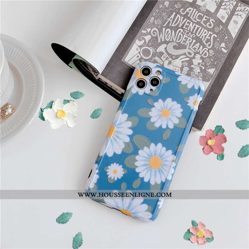 Coque iPhone 11 Pro Max Silicone Protection Tout Compris Créatif Vent Incassable Fleurs Violet