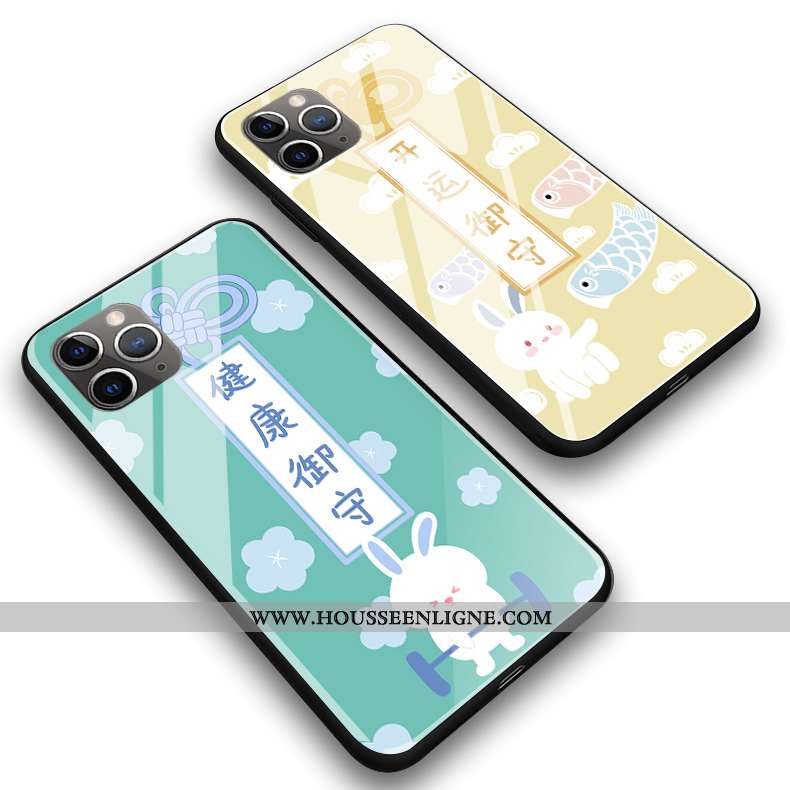 Coque iPhone 11 Pro Max Silicone Protection Téléphone Portable Jaune Verre