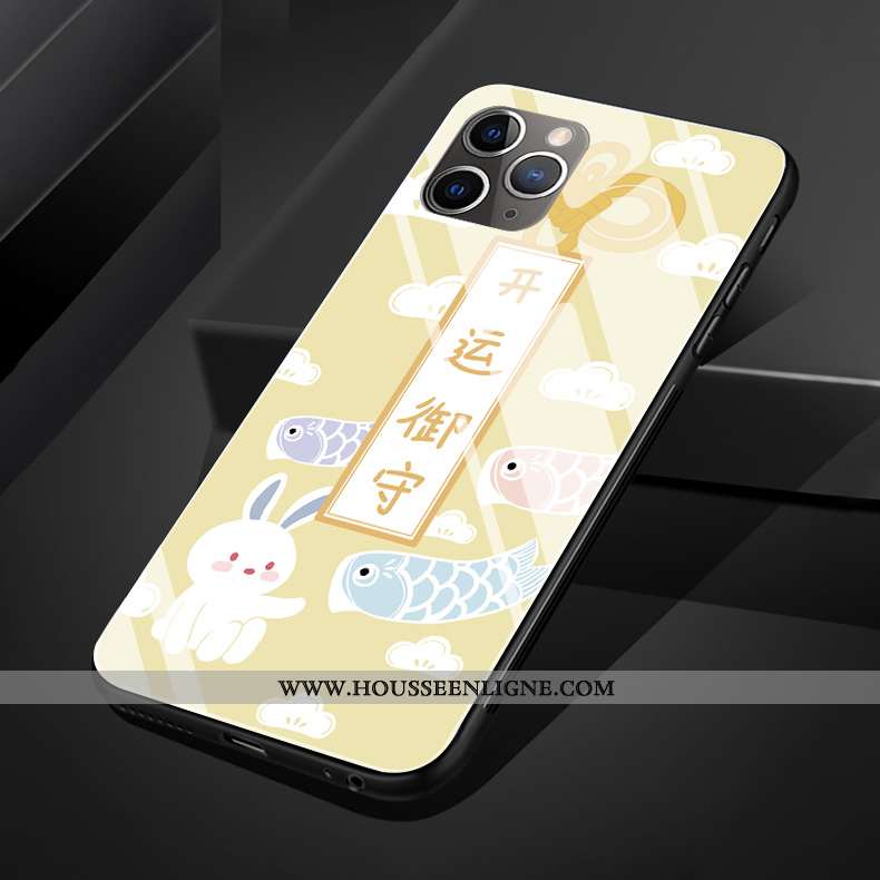 Coque iPhone 11 Pro Max Silicone Protection Téléphone Portable Jaune Verre