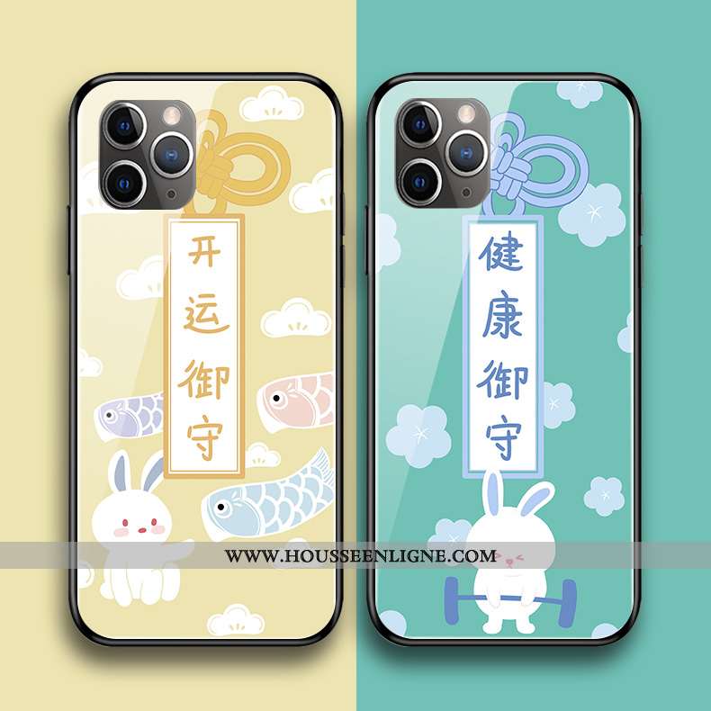 Coque iPhone 11 Pro Max Silicone Protection Téléphone Portable Jaune Verre