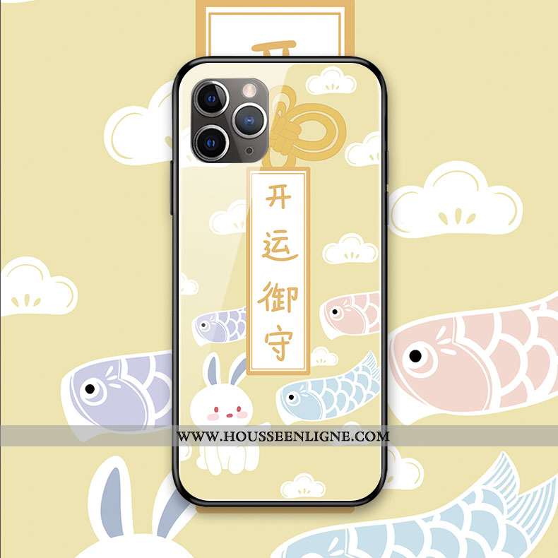 Coque iPhone 11 Pro Max Silicone Protection Téléphone Portable Jaune Verre