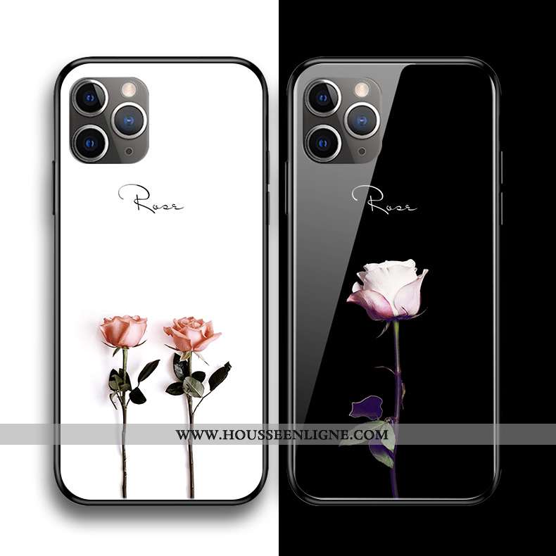 Coque iPhone 11 Pro Max Silicone Protection Verre Personnalité Blanc Rose Blanche