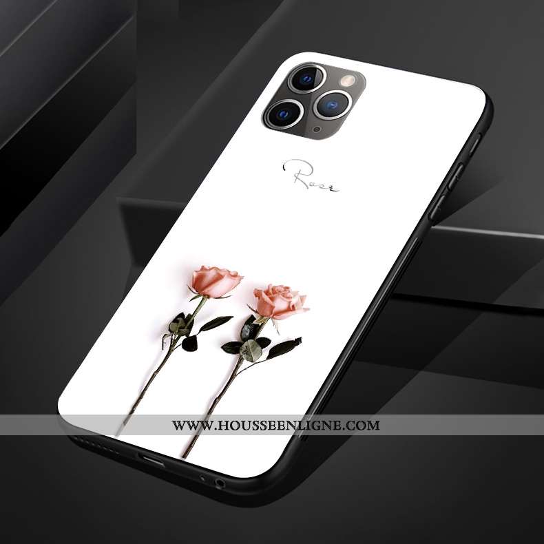 Coque iPhone 11 Pro Max Silicone Protection Verre Personnalité Blanc Rose Blanche
