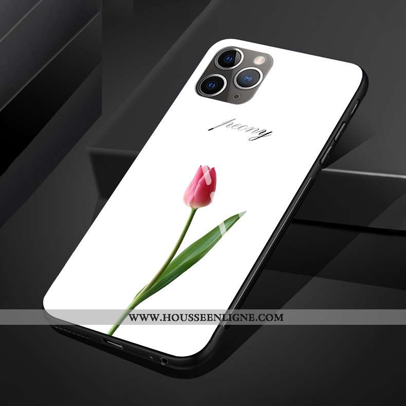 Coque iPhone 11 Pro Max Silicone Protection Verre Personnalité Blanc Rose Blanche