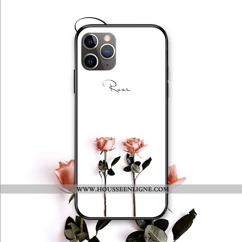 Coque iPhone 11 Pro Max Silicone Protection Verre Personnalité Blanc Rose Blanche