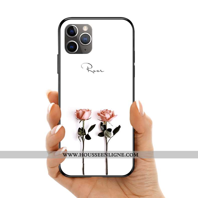 Coque iPhone 11 Pro Max Silicone Protection Verre Personnalité Blanc Rose Blanche