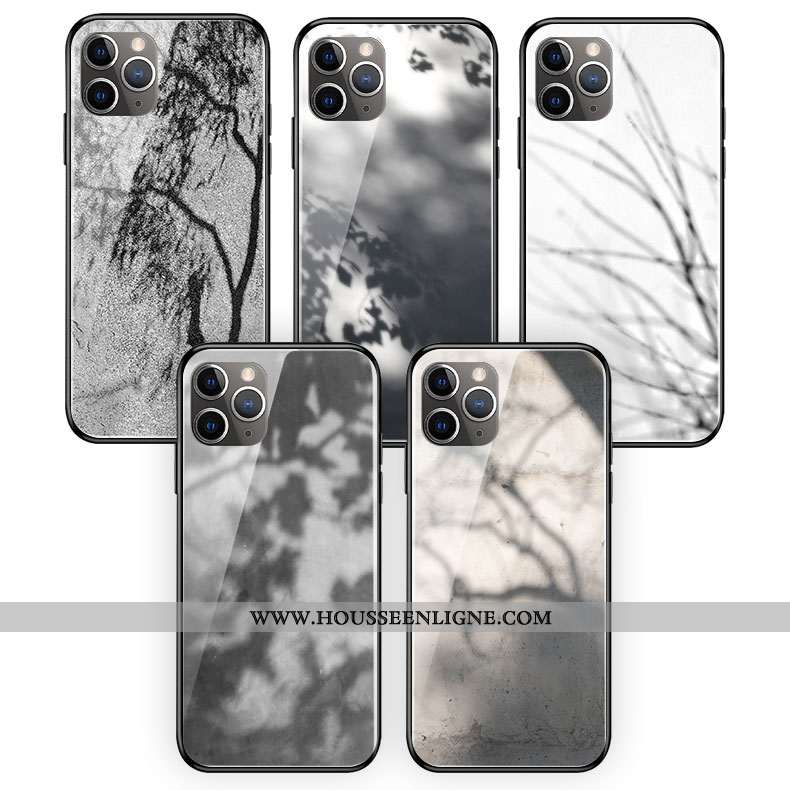 Coque iPhone 11 Pro Max Silicone Verre Vent Gris Clair Téléphone Portable