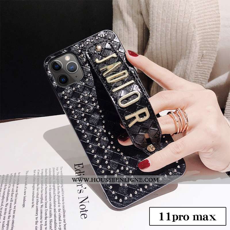Coque iPhone 11 Pro Max Tendance Cuir Personnalité Incassable Créatif Noir