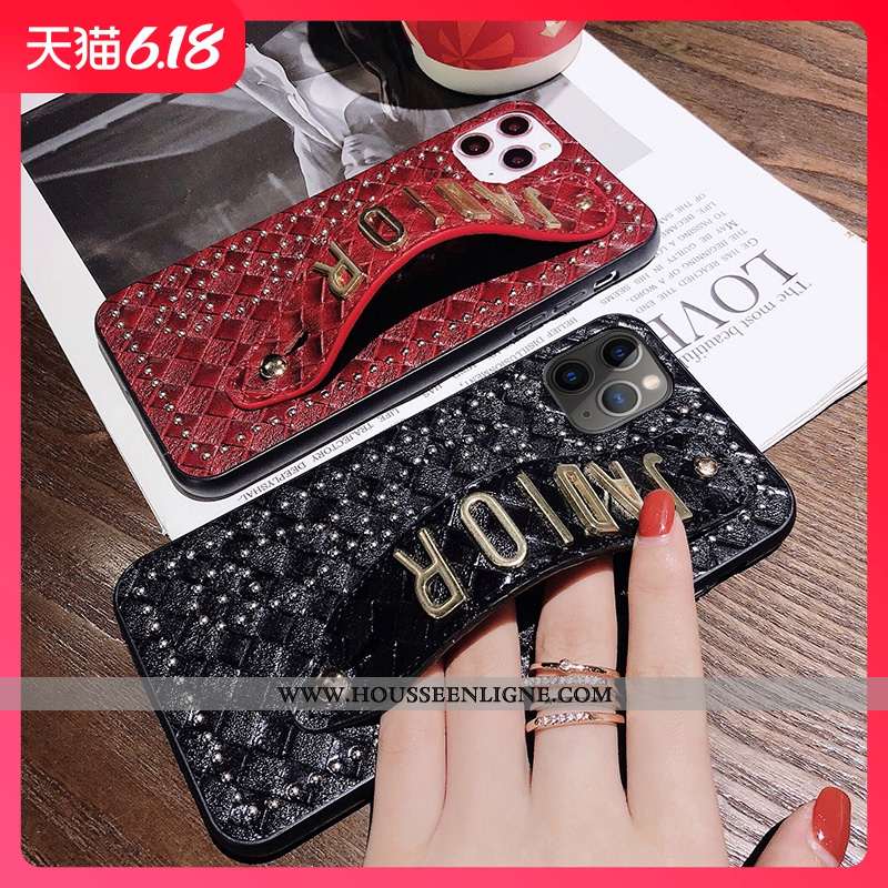 Coque iPhone 11 Pro Max Tendance Cuir Personnalité Incassable Créatif Noir