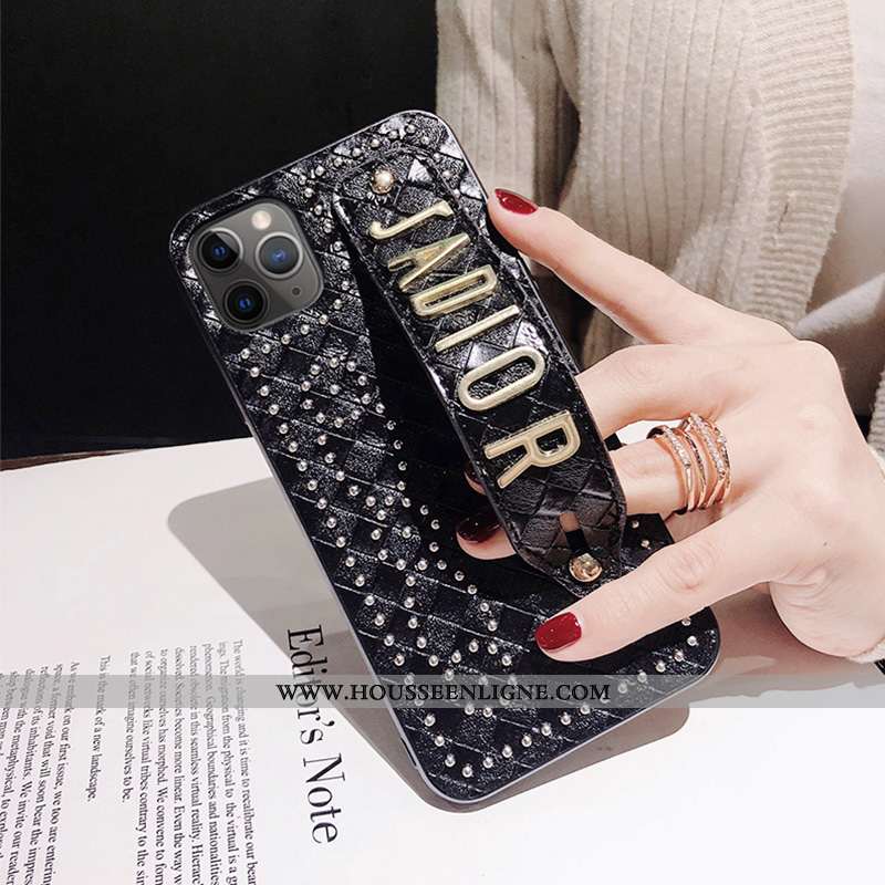 Coque iPhone 11 Pro Max Tendance Cuir Personnalité Incassable Créatif Noir