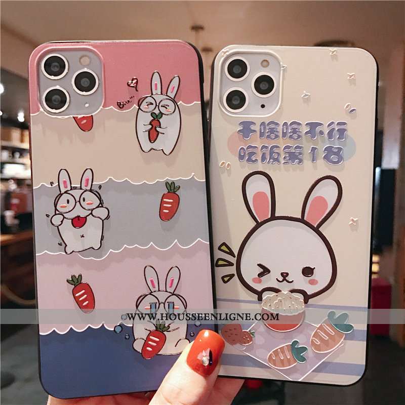 Coque iPhone 11 Pro Max Tendance Fluide Doux Créatif Lapin Silicone Incassable Charmant Beige