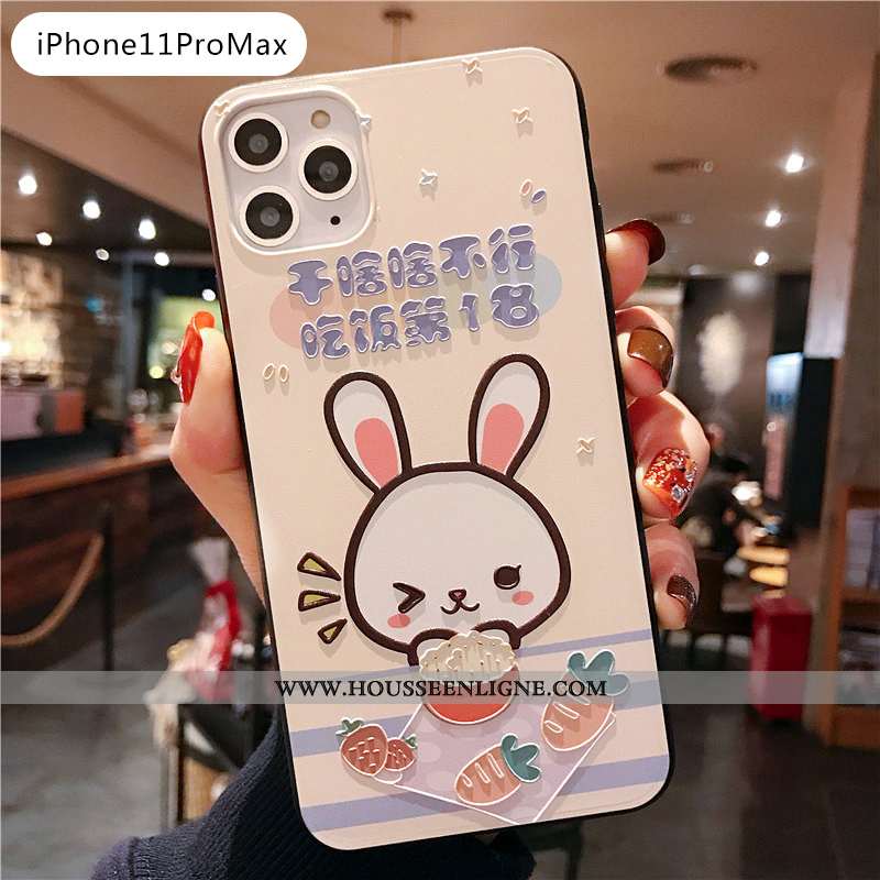 Coque iPhone 11 Pro Max Tendance Fluide Doux Créatif Lapin Silicone Incassable Charmant Beige